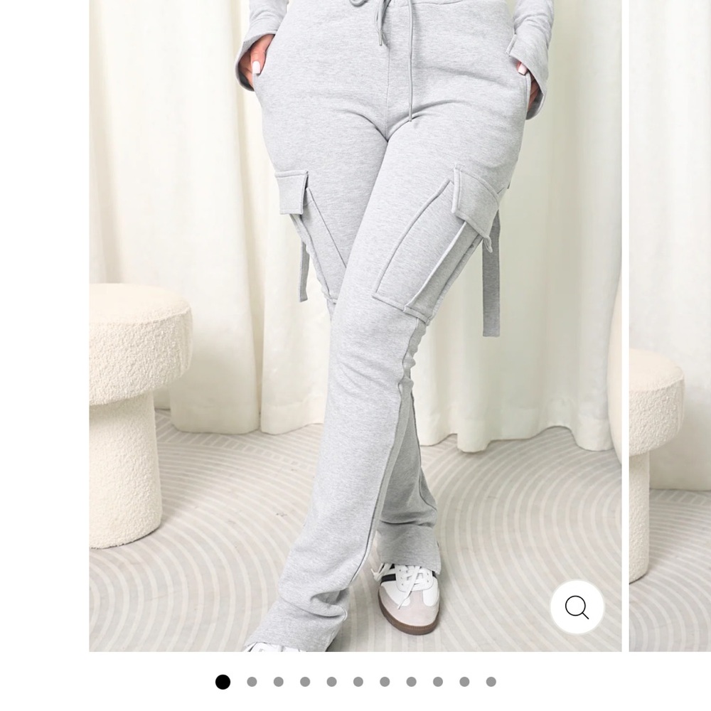 Women's Light Gray Cargo Joggers with Drawstring Waist